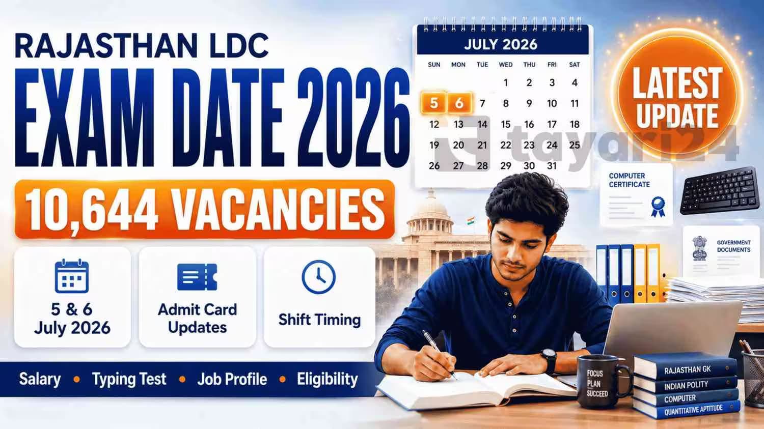 Rajasthan LDC Exam Date 2026 Out: Check Exam Schedule, Shift Timing and Admit Card Details