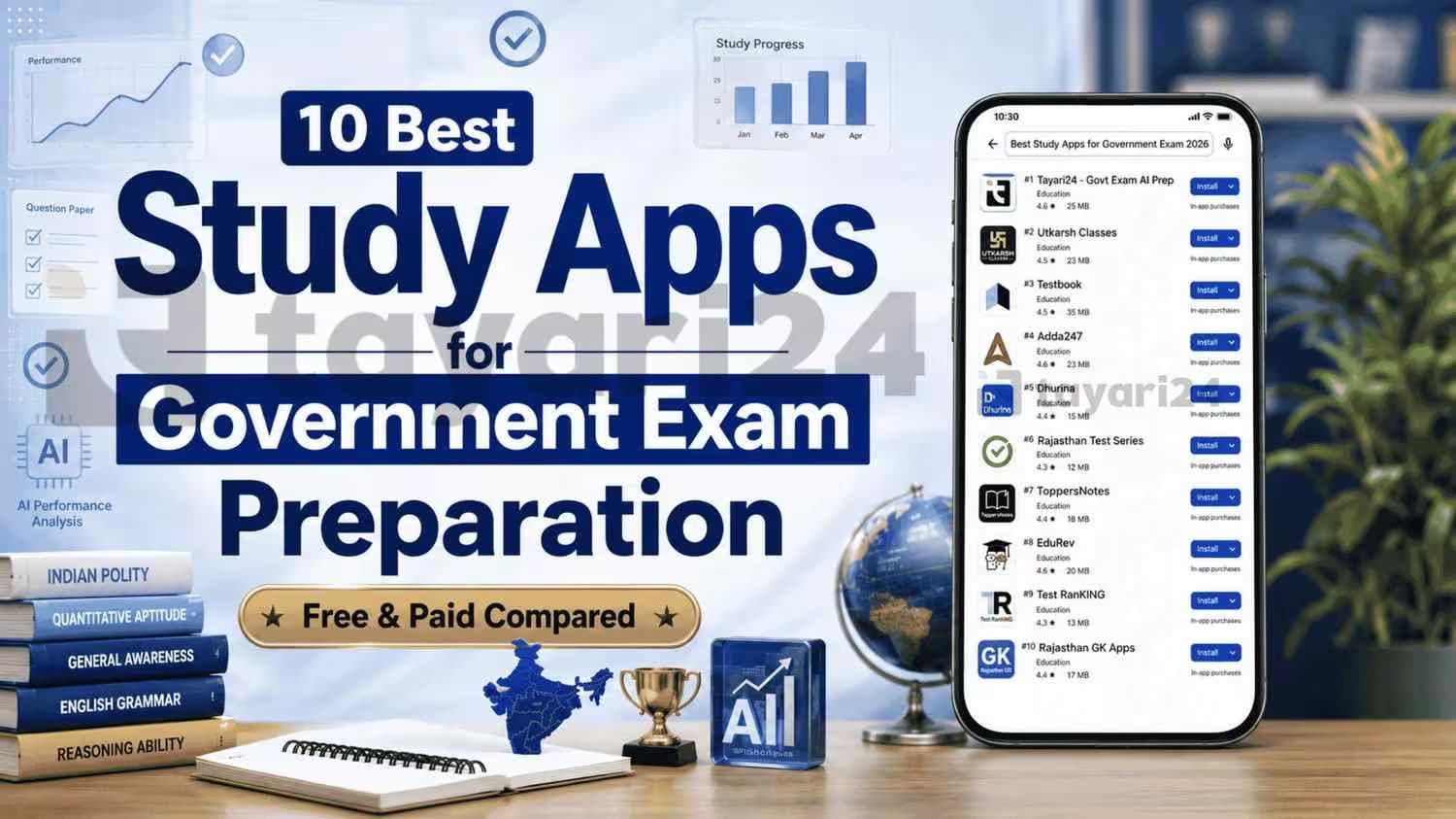 10 Best Study Apps for Government Exam Preparation in 2026 (Free & Paid Compared)