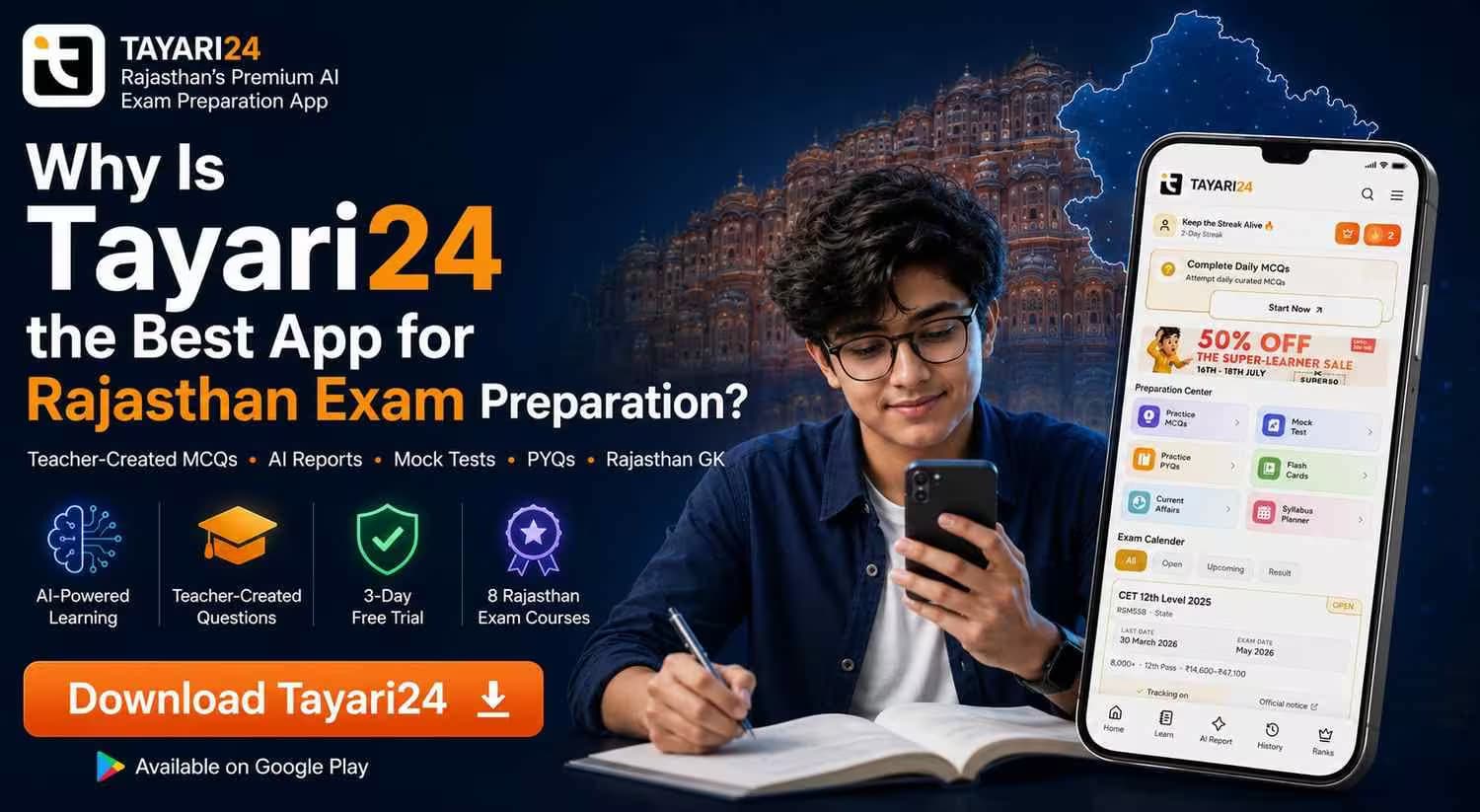 Why is Tayari24 the best app for Rajasthan exam preparation?