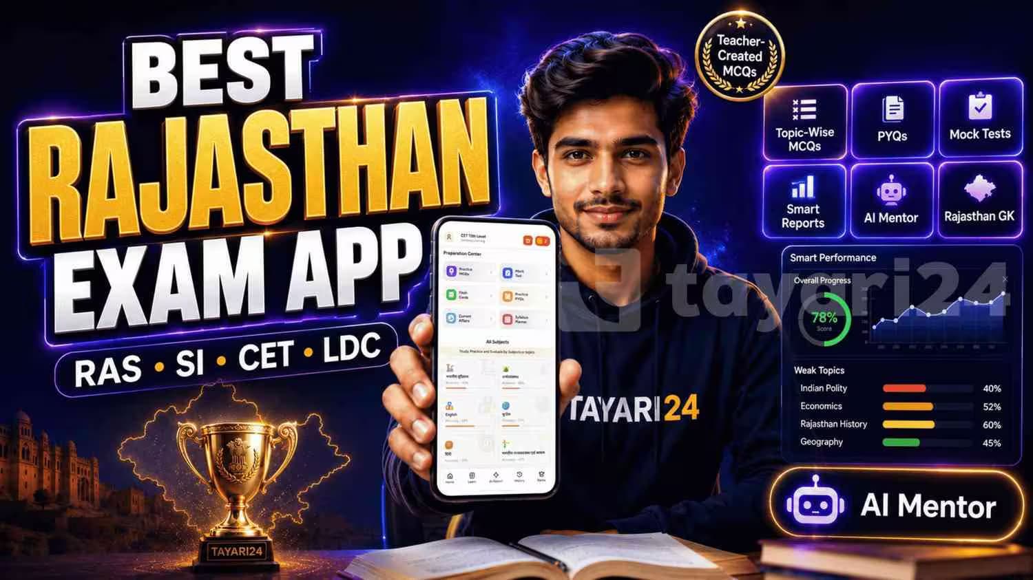 Tayari24: Best Rajasthan Government Exam Preparation App for RAS, SI, CET & LDC